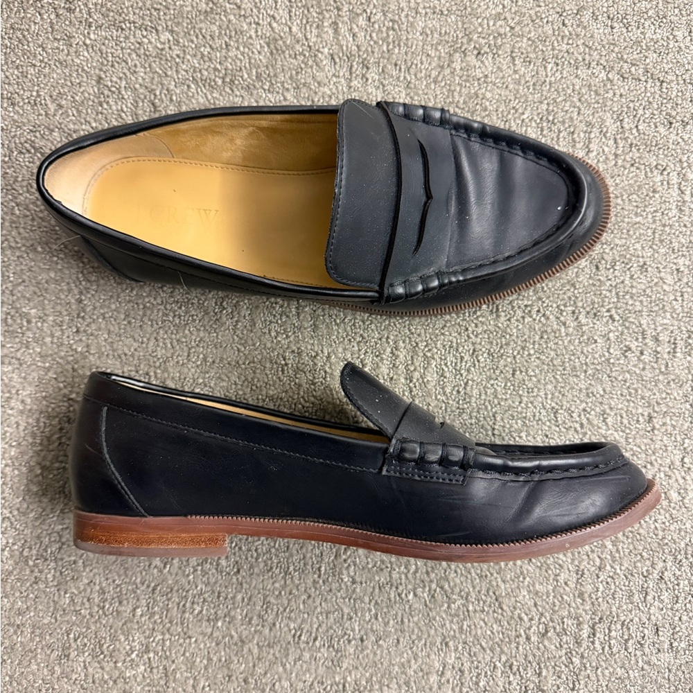 J. Crew Black Leather Loafers
